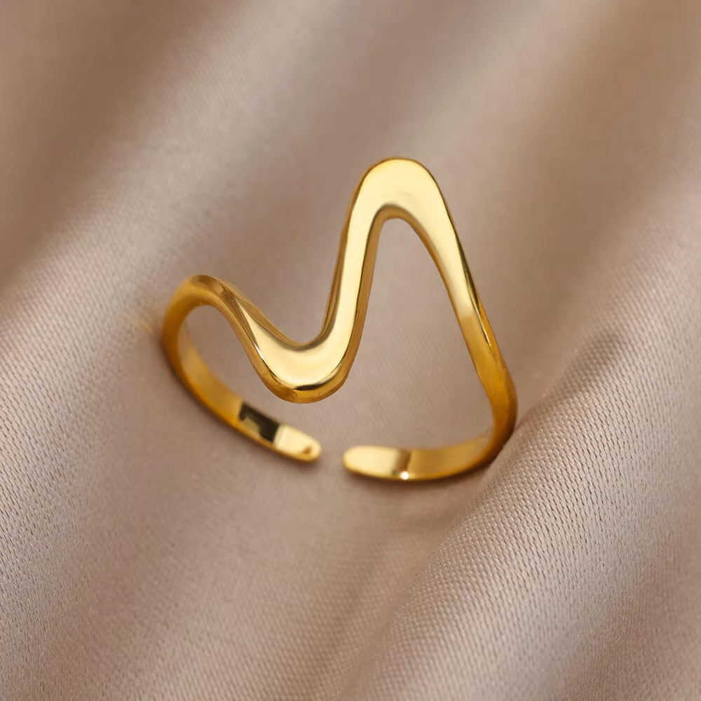 Chic Minimalist M-Wave Adjustable Ring