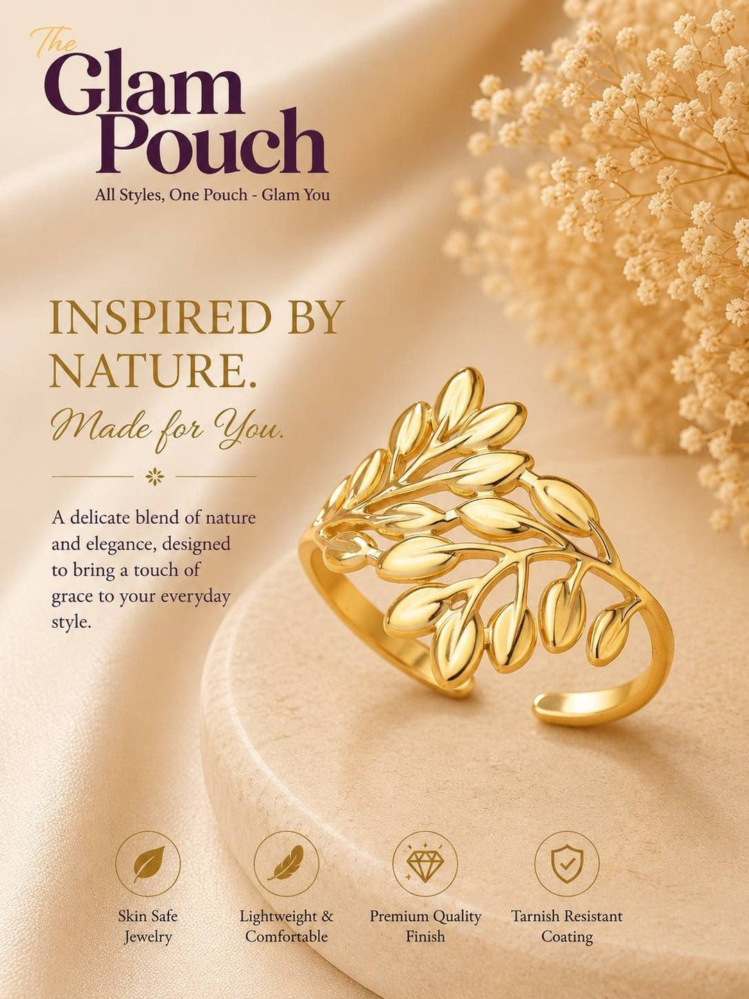 Laurel Wreath Gold-Tone Open Wrap Ring