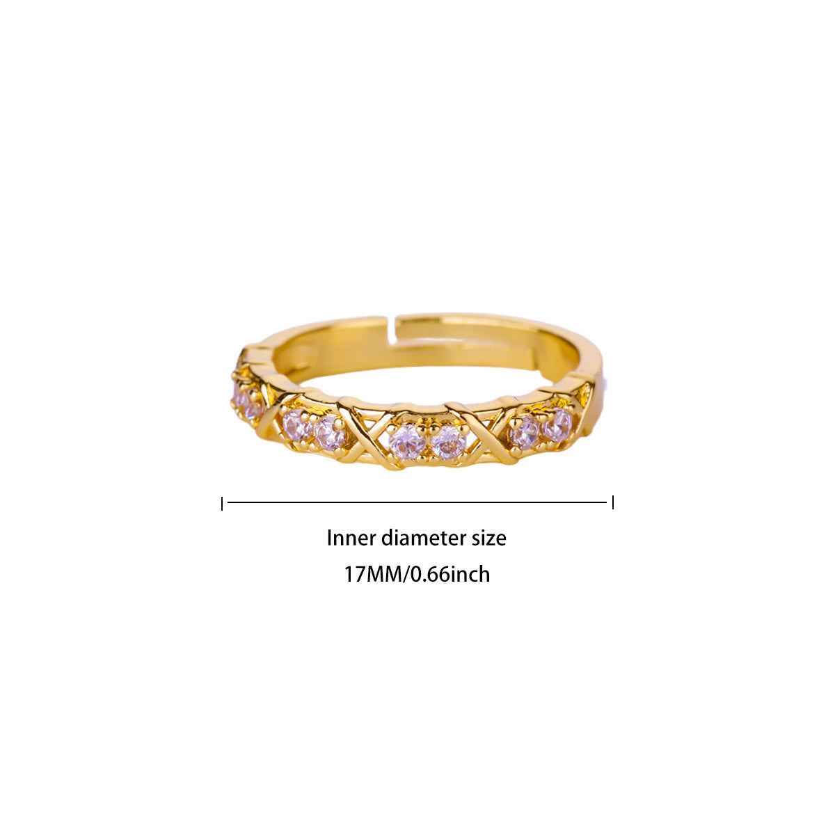 Geometric Pink Pave Eternity Stackable Band