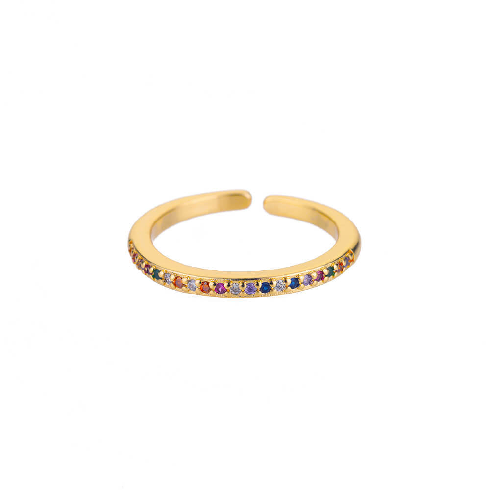 Vibrant Rainbow Pave Eternity Stackable Stone Band Ring