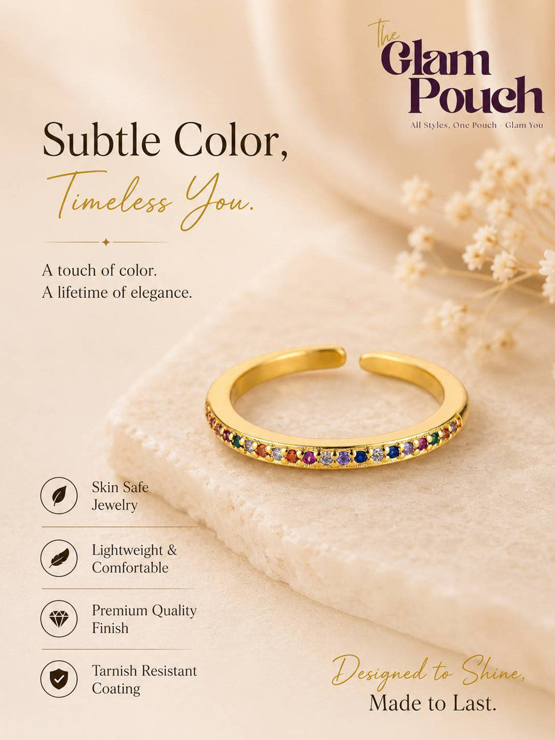 Vibrant Rainbow Pave Eternity Stackable Stone Band Ring