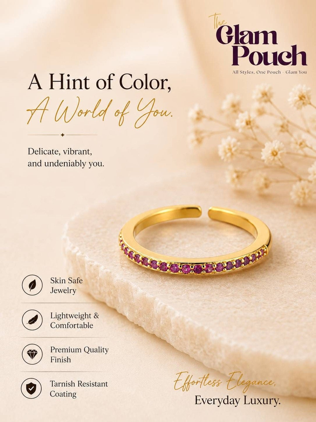 Classic Ruby Pave Eternity Stackable Band For Women