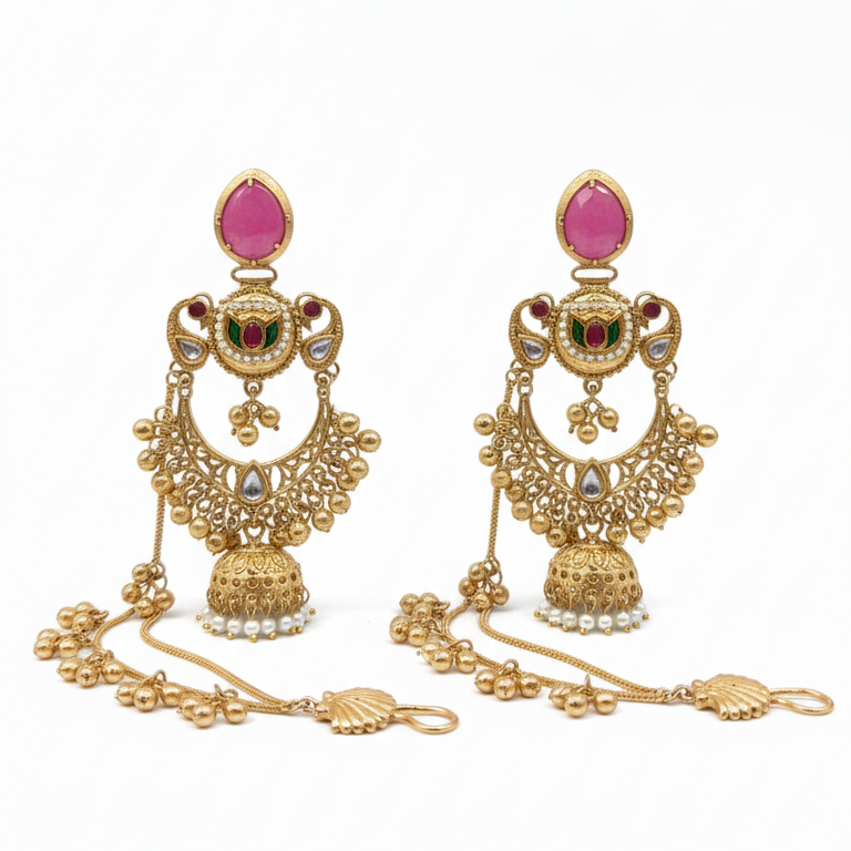 Ratnavali Jhumka Embellished Oxidised Jhumka Statement Earrings