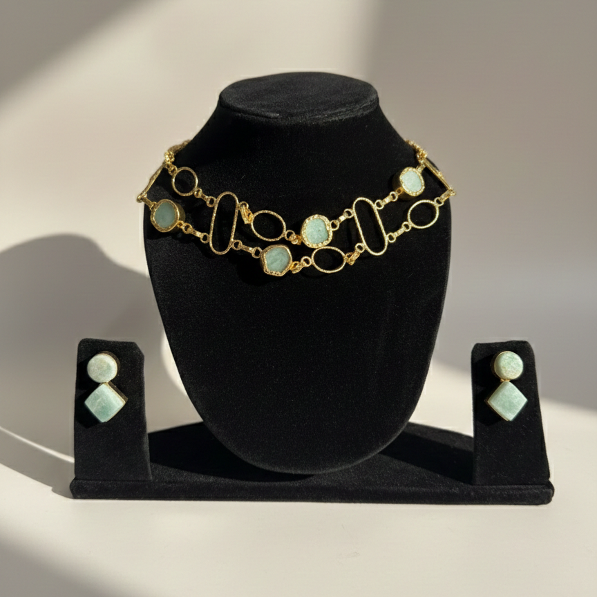 Ethereal Mint Stone Statement Necklace