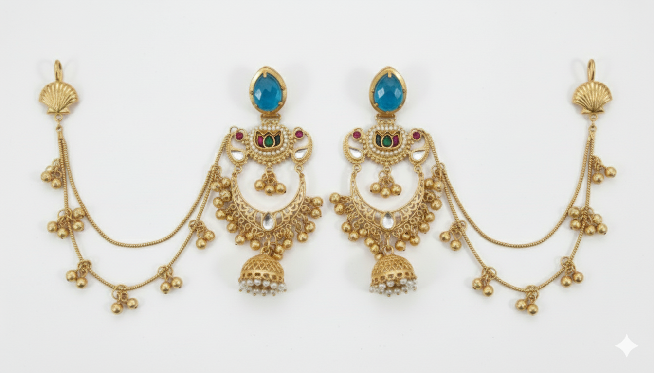 Ratnavali Jhumka Embellished Oxidised Jhumka Statement Earrings