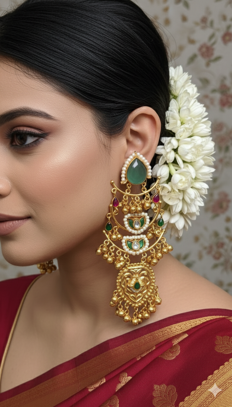 Padmini Embellished Oxidised Jhumka Statement Earrings