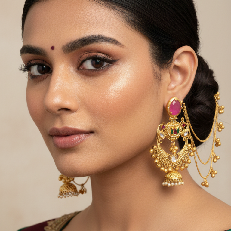 Ratnavali Jhumka Embellished Oxidised Jhumka Statement Earrings