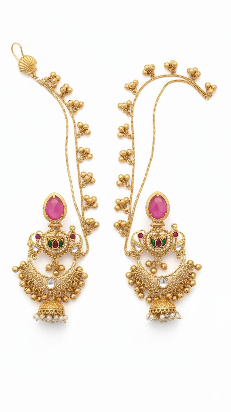 Ratnavali Jhumka Embellished Oxidised Jhumka Statement Earrings