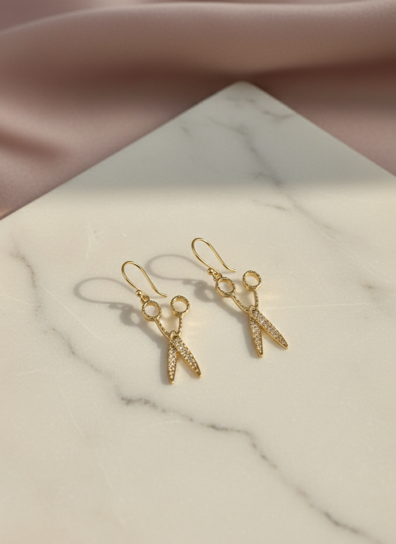 Golden Stylist Scissor Earrings