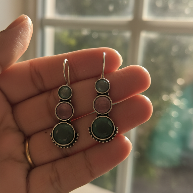 Swastida Embellished Oxidised Statement Earrings