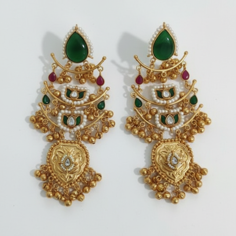 Padmini Embellished Oxidised Jhumka Statement Earrings
