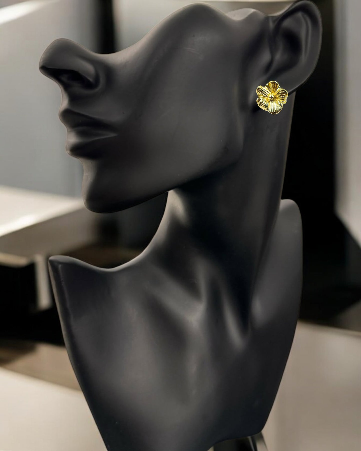 Trendy gold floral stud earrings – anti tarnish demi fine jewellery for modern women, party wear & daily fashion
