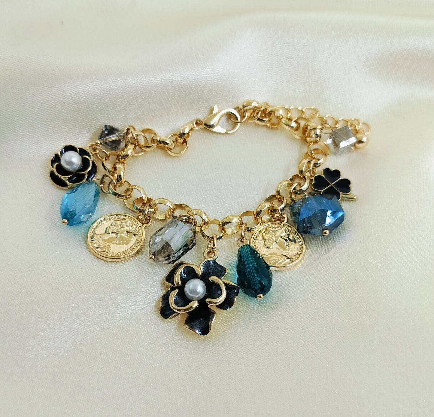 Midnight Majesty Golden Charm Bracelet