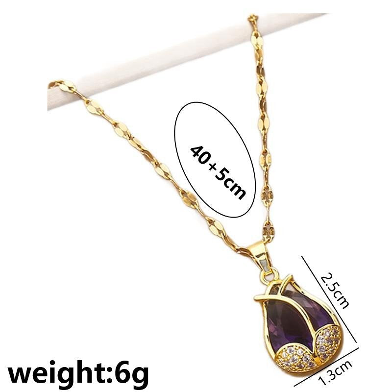Colored Tulip Zircon Pendant Necklace