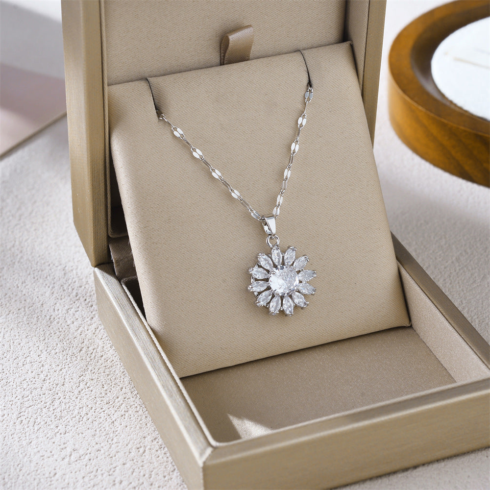 Crystal Sunflower Pendant Necklace