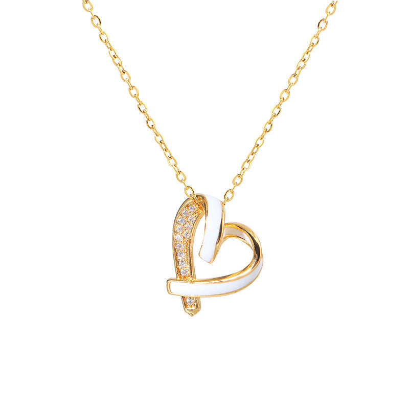 Colored Enamel Heart Gold Pendant Necklace