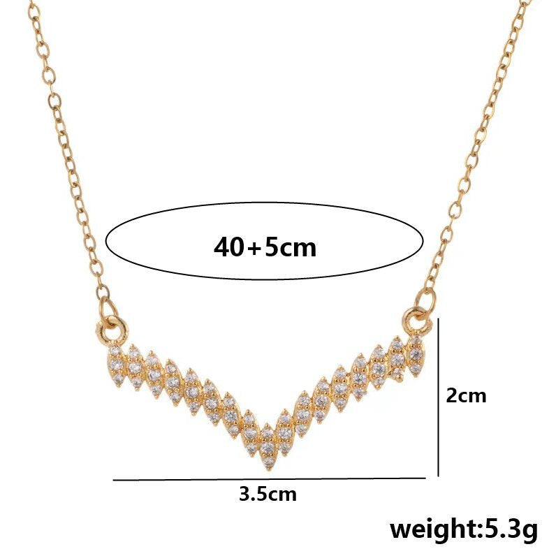 CZ Chevron V Pendant Necklace