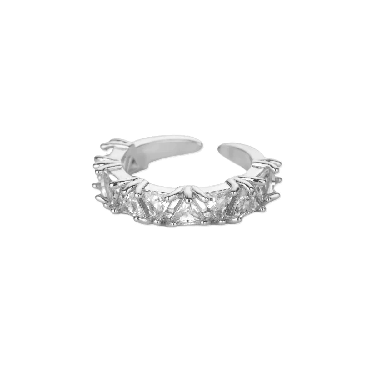 Luxe Trillion-Cut Stackable Eternity Silver Diamond Ring