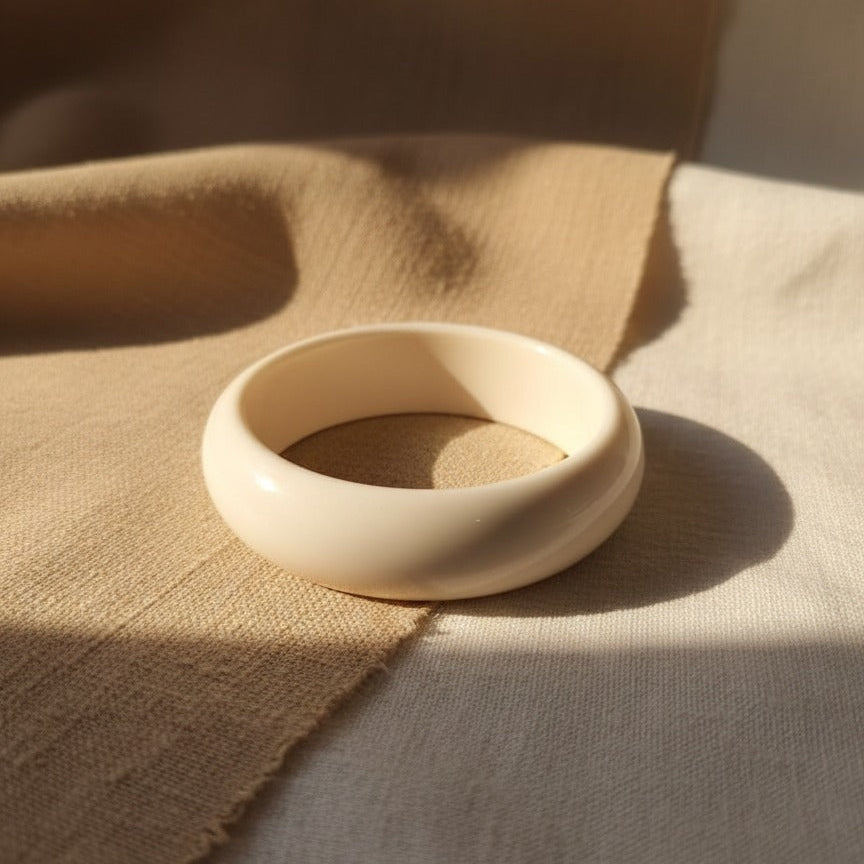 Ivory White Dome Resin Bangle