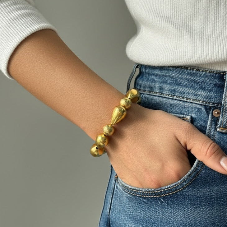 Sculptural Gold Drop Bracelet