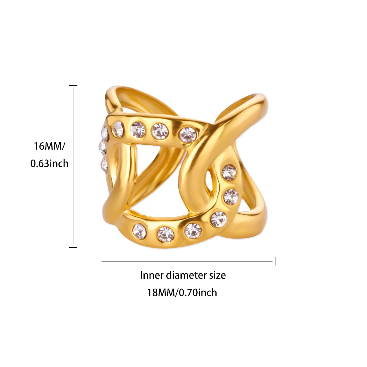 Bold Intertwined Pave Ribbon Wide Band Diamond Ring