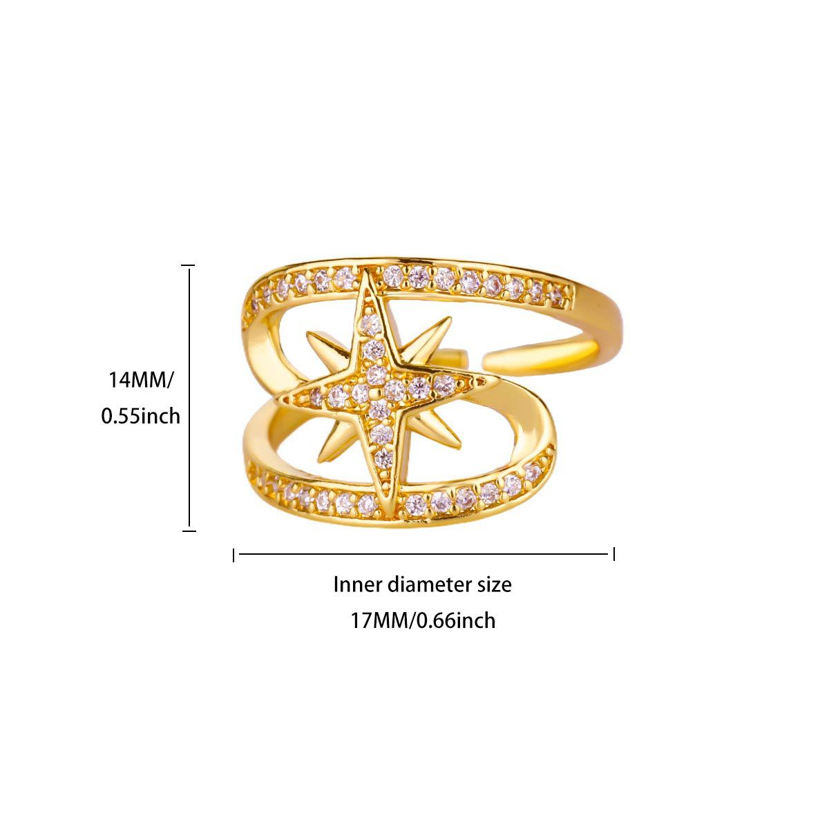Pave Starburst Double Band Adjustable Diamond Ring