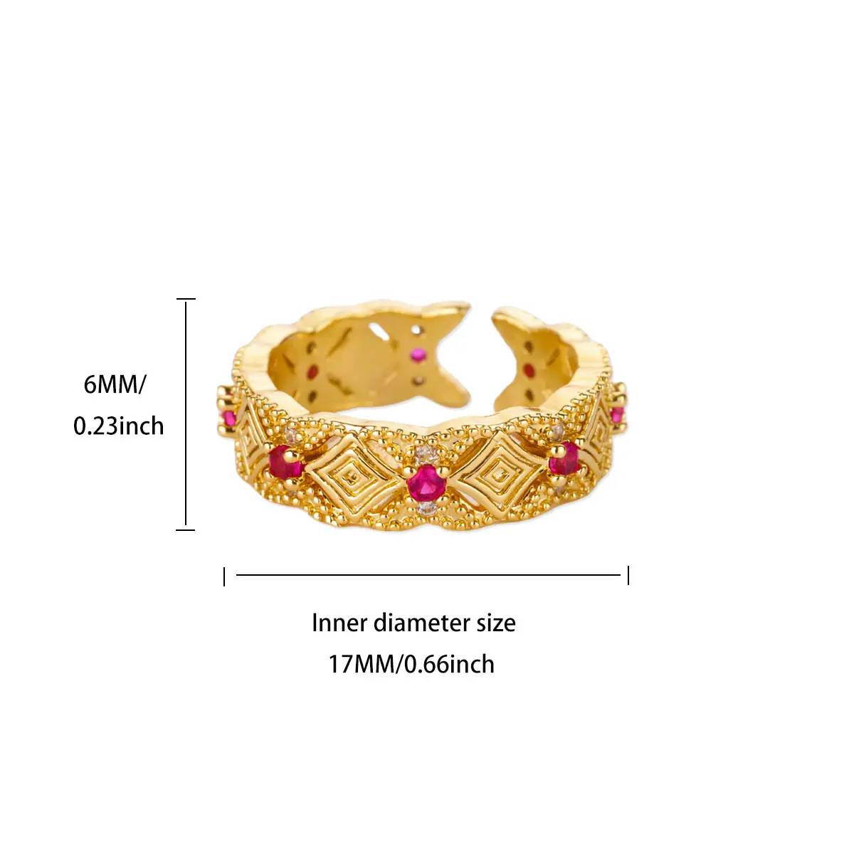 Bohemian Diamond Lattice Stackable Band Ruby Ring