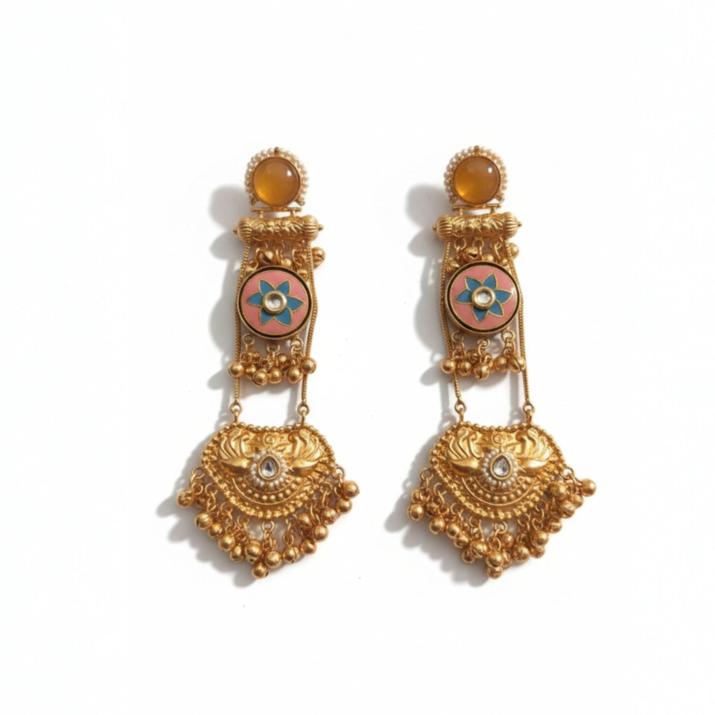 Harshali Embellished Oxidised Jhumka Statement Earrings