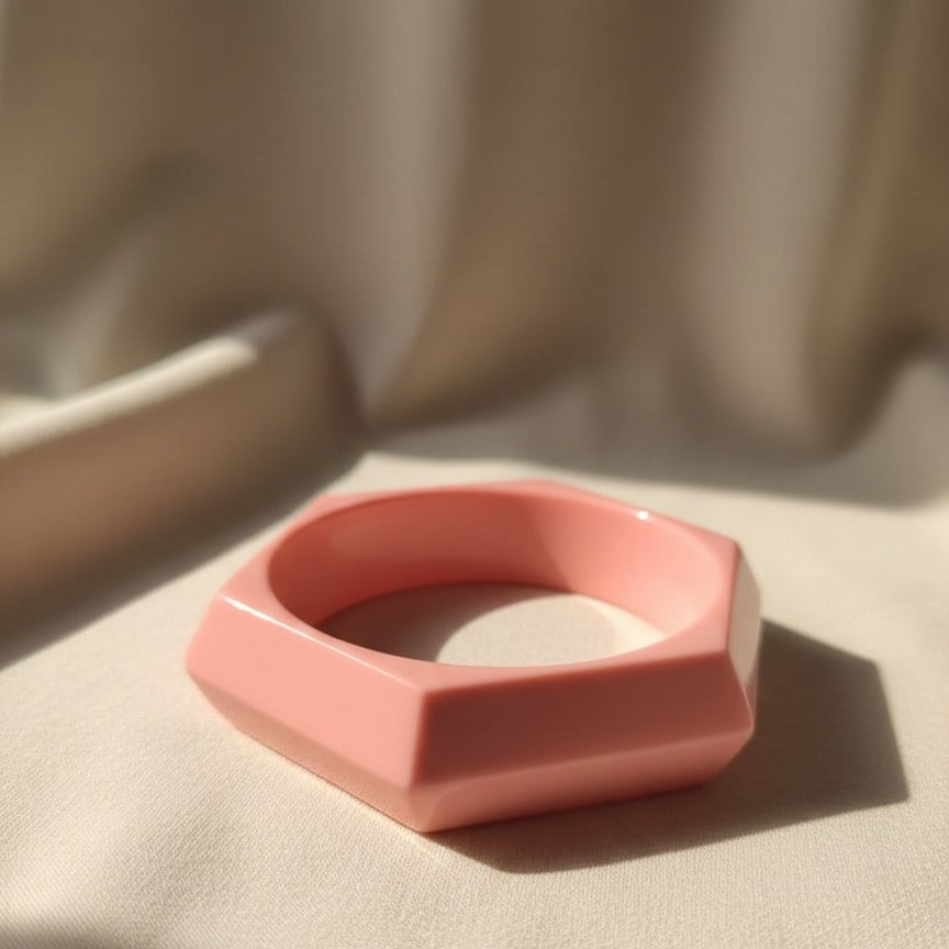 Peach Polygon Sculpted Acrylic Bangle