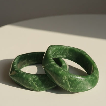 Jade Green Marble Wave Resin Bangle