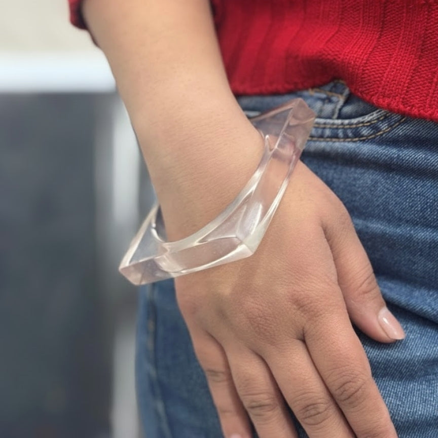 Clear Square Crystal Resin Bangle