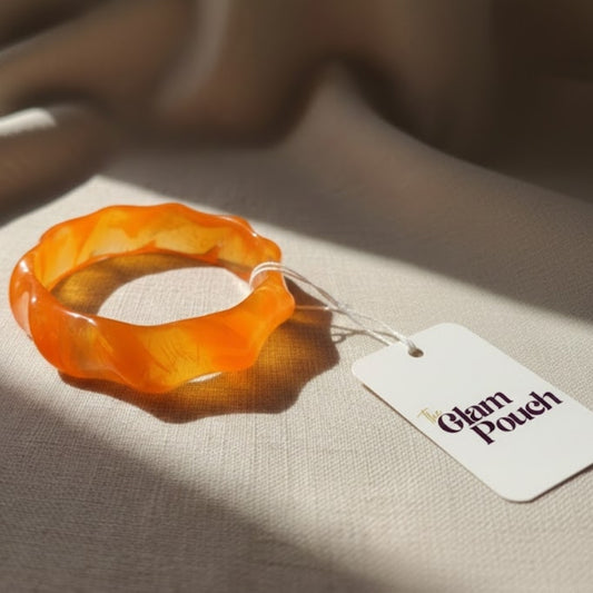 Tangerine Orange Ripple Resin Bangle
