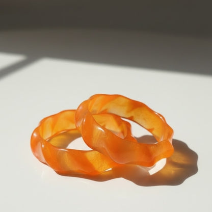 Tangerine Orange Ripple Resin Bangle