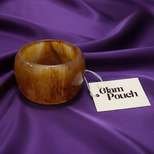 Caramel Brown Luxe Statement Resin Bangle- Thick