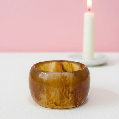 Caramel Brown Luxe Statement Resin Bangle- Thick