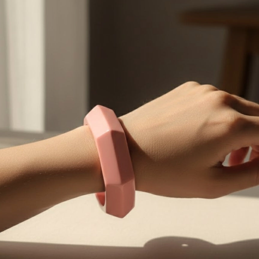 Peach Polygon Sculpted Acrylic Bangle