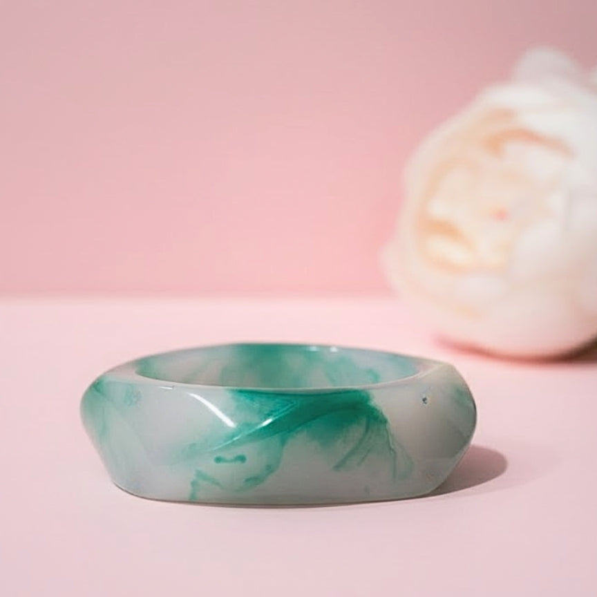 Frosted Mint Wave Resin Bangle