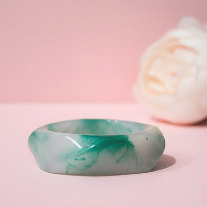 Frosted Mint Wave Resin Bangle
