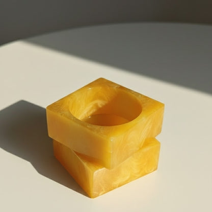 Marigold Yellow Marble Square Resin Bangle
