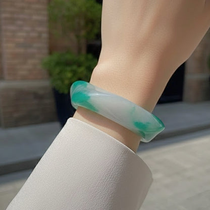 Frosted Mint Wave Resin Bangle