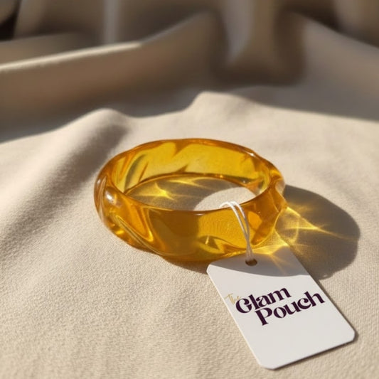 Yellow Honey Carve Crystal Resin Bangle