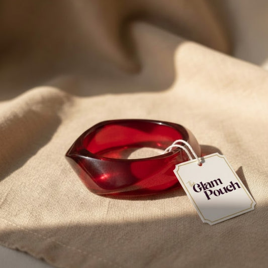 Cherry Red Crystal Wave Resin Bangle