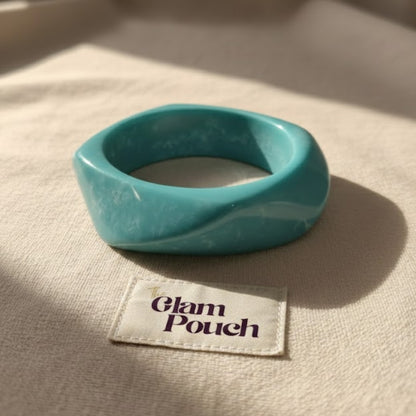 Turquoise Marble Wave Resin Bangle