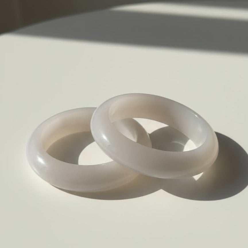 Frosted White Dome Resin Bangle