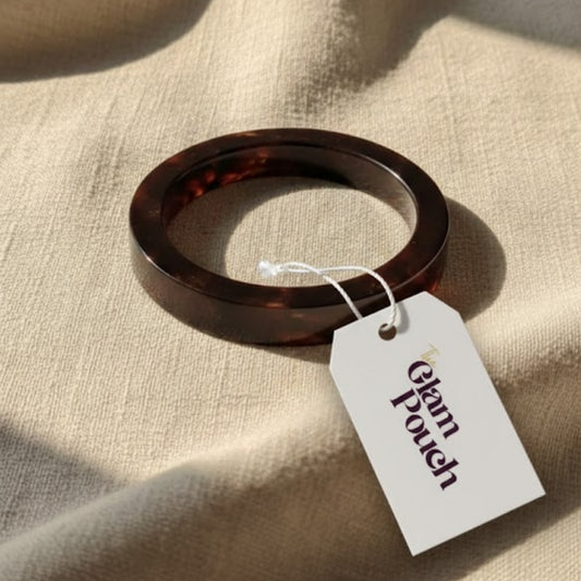 Mocha Marble Round Resin Bangle