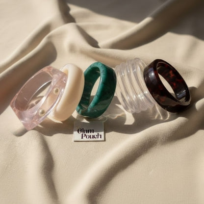 Elevated Marbled & Clear Pearl Resin Bangle Stack