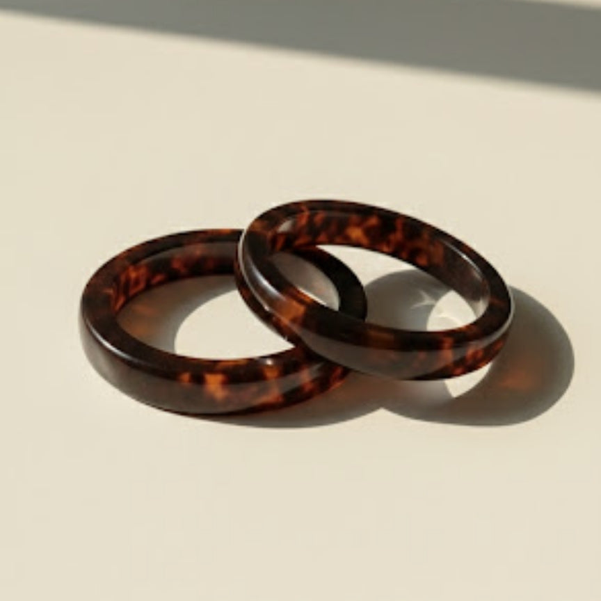 Mocha Marble Round Resin Bangle
