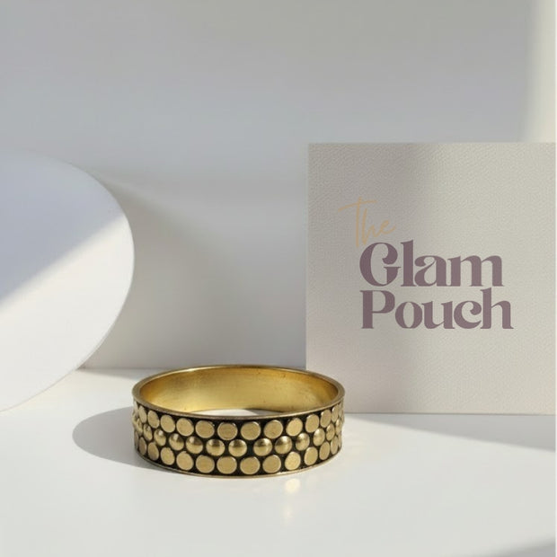 Bold Dot Pattern Brass Wooden Bangle