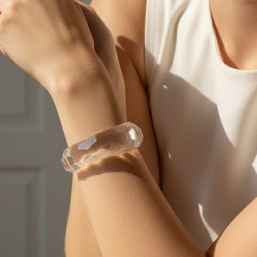Clear Prism Glow Transparent Acrylic Resin Bangle