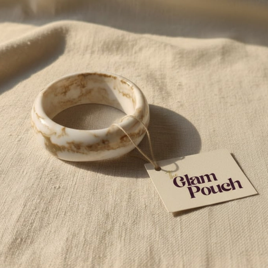 Vanilla Marble Round Resin Bangle